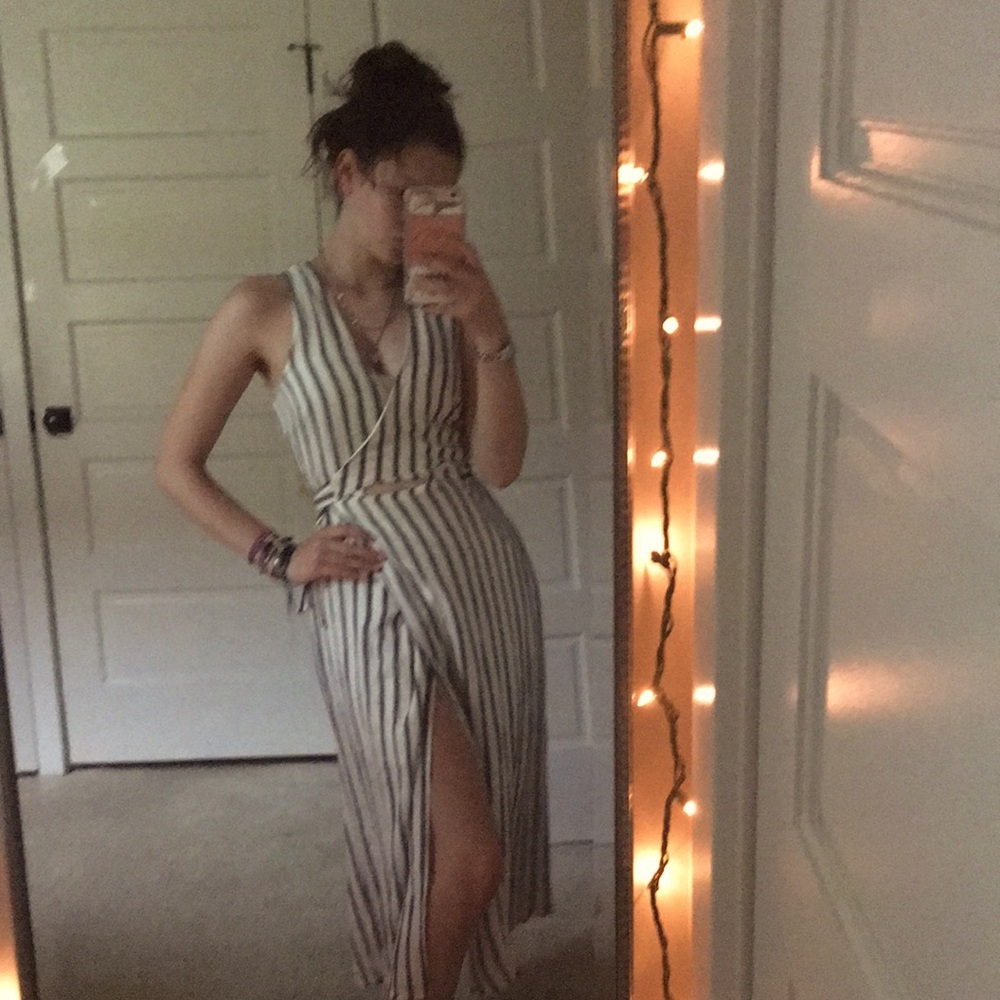 Adorable pin stripe wrap dress